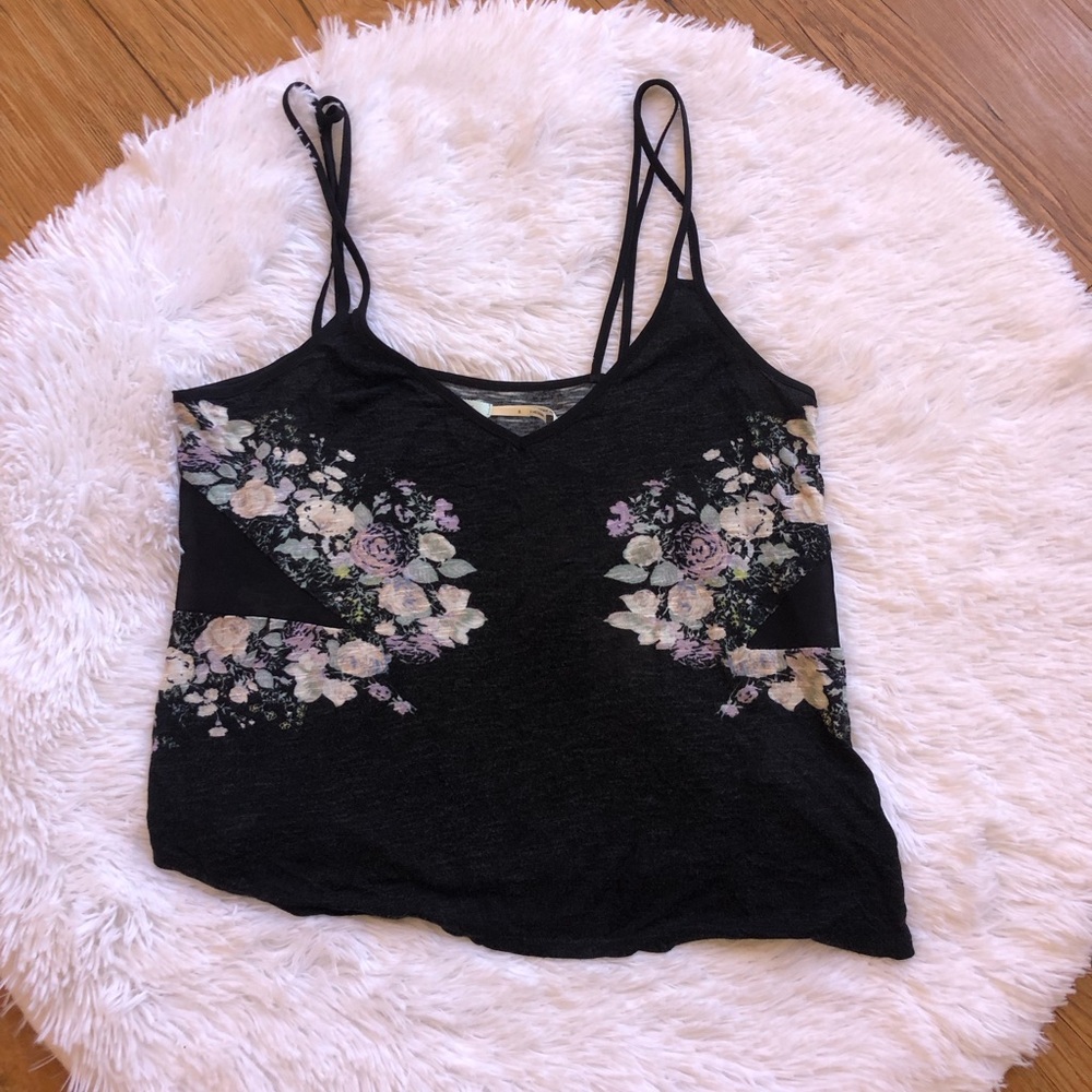 Kimchi Blue Black Floral V-Neck Double-Strap Camisole Tank Top